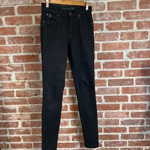 Second Yoga Jeans 25,  TALL 34 inseam, high rise skinny slim denim dark wash